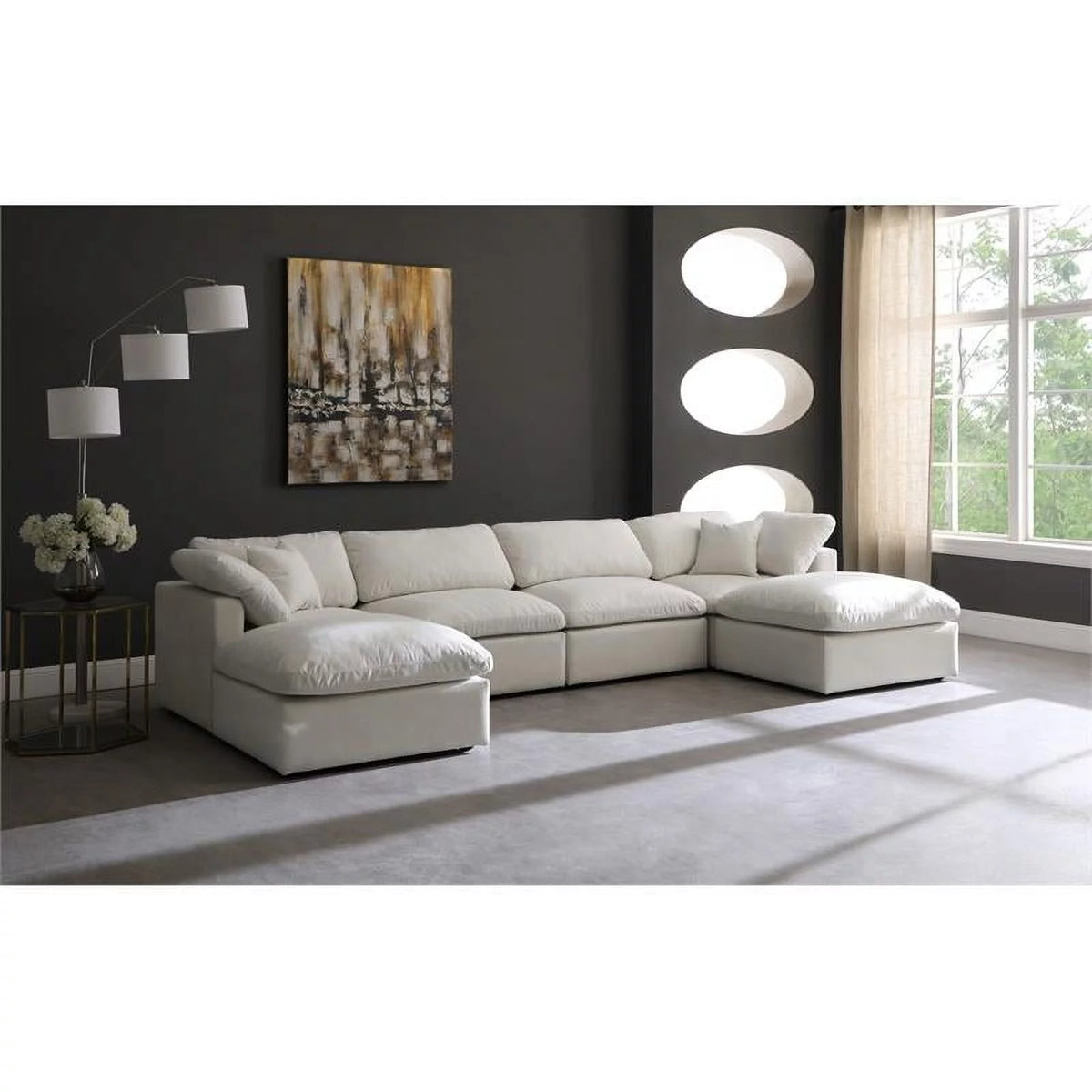 Cream Velvet Modular Sectional B677