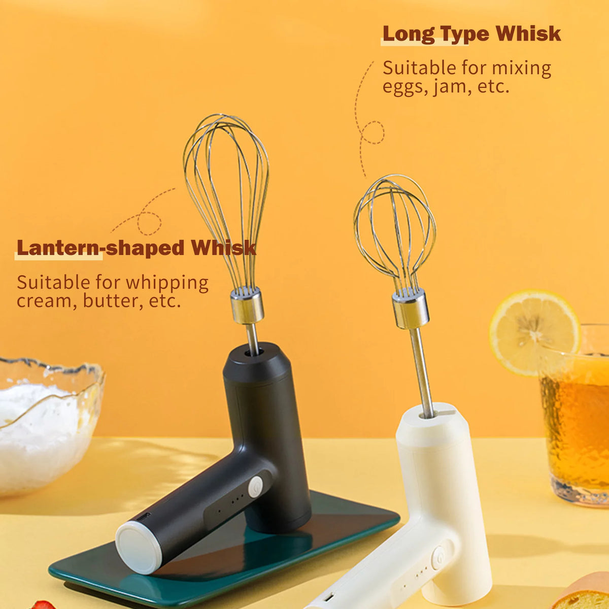Wireless Handheld Electric Egg Beater with 3 Speeds M7446