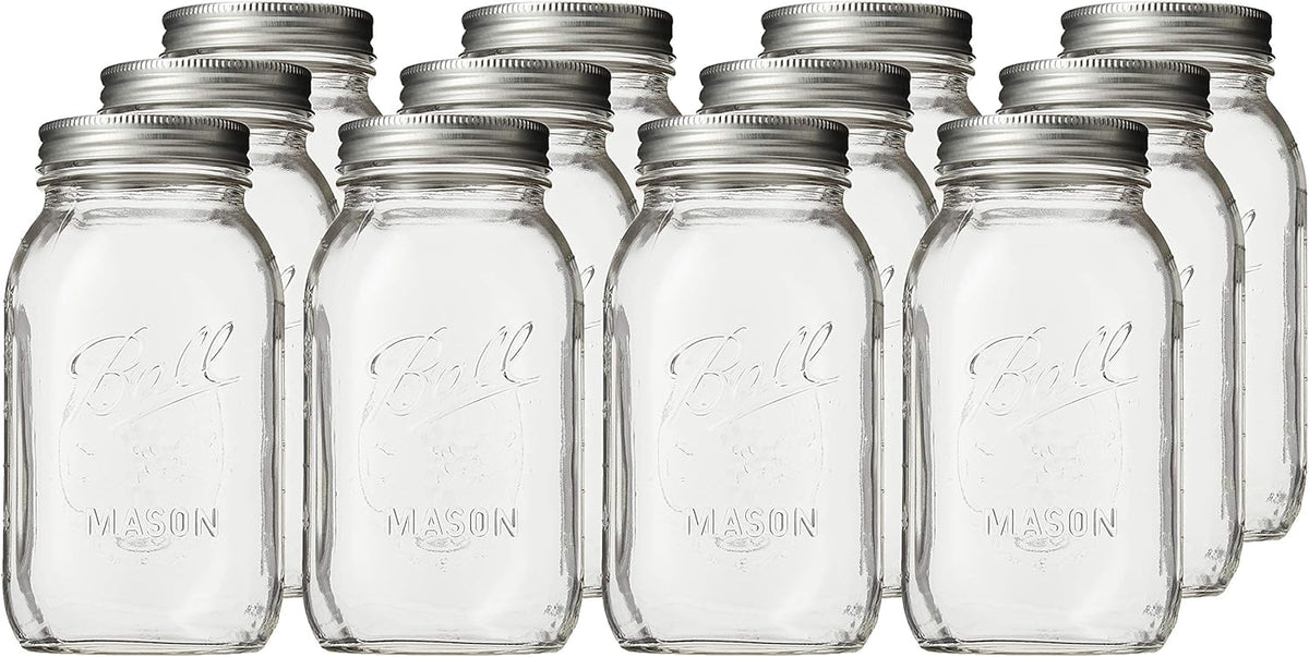 Regular Mouth Quart Jars with Lids and Bands, Set of 12 O6423