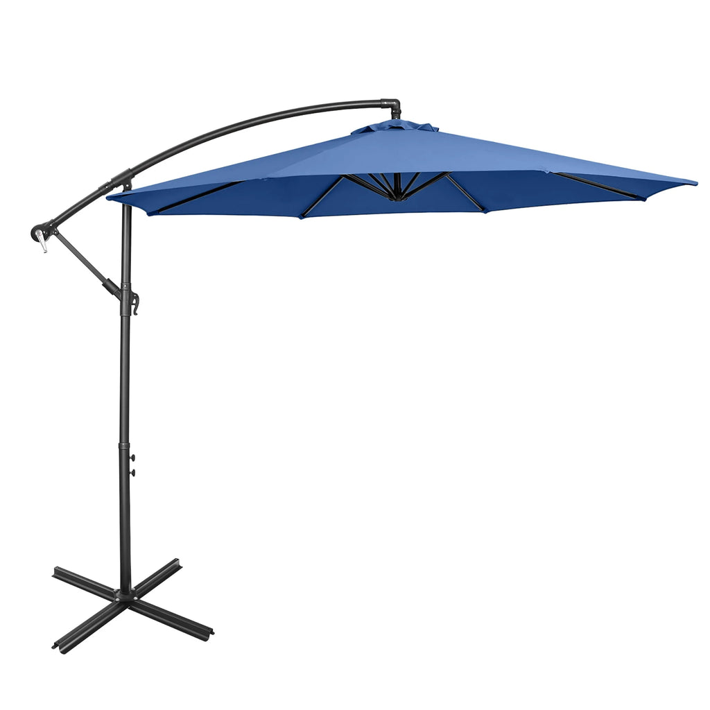 10 FT Patio Offset Umbrella with Cross Base Tilt Navy Blue F79340