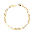 14k Yellow Gold Solid 5mm Cuban Chain Pave Two Tone Bracelet M966121