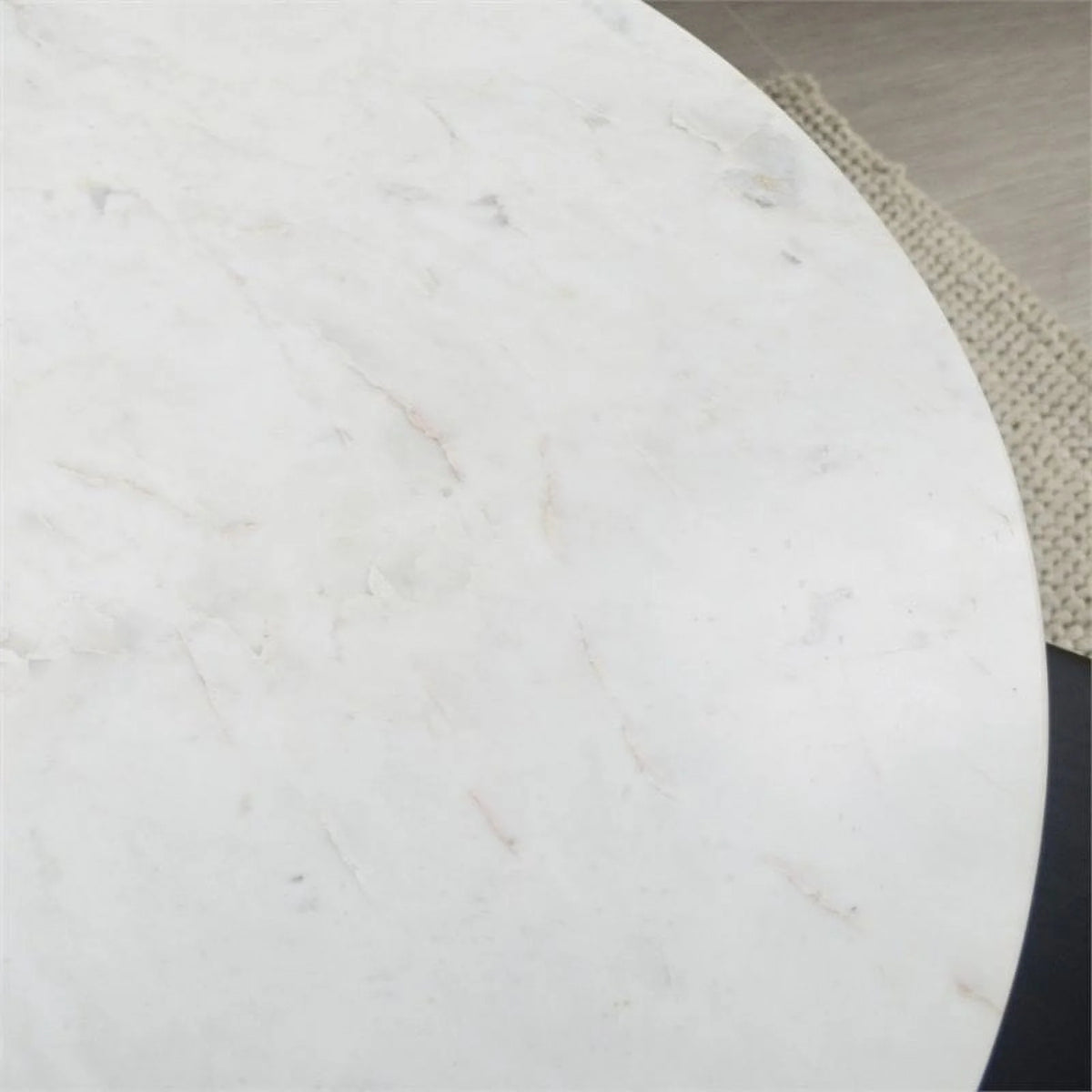 40 Inch Round Marble Top Dining Table with Black Base J12721