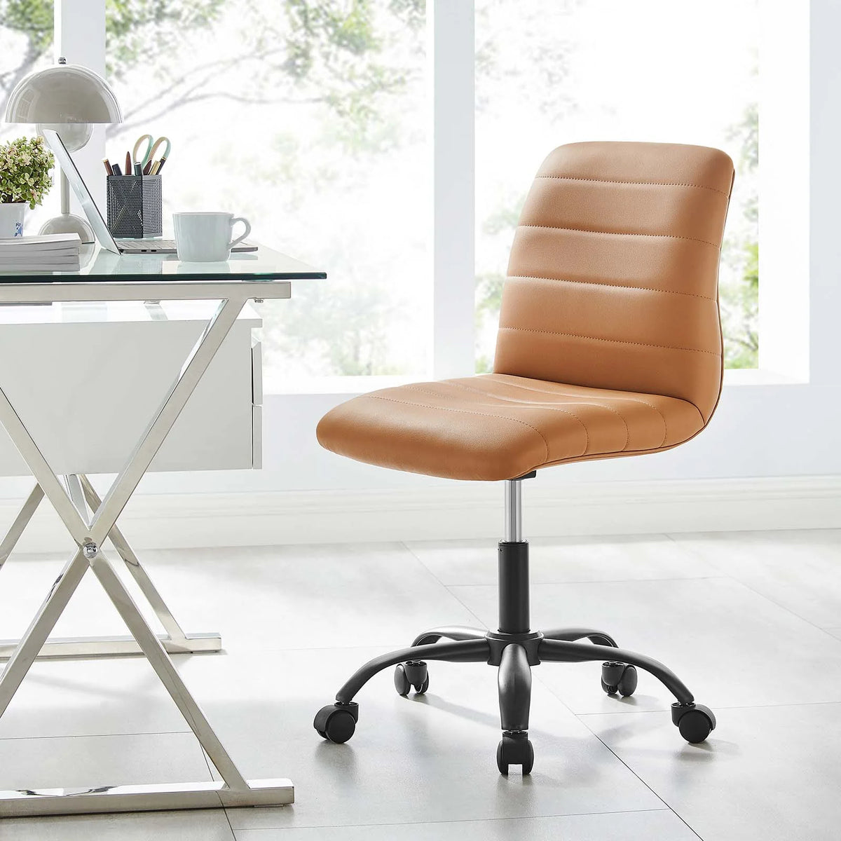 Black Tan Vegan Leather Office Chair A958962