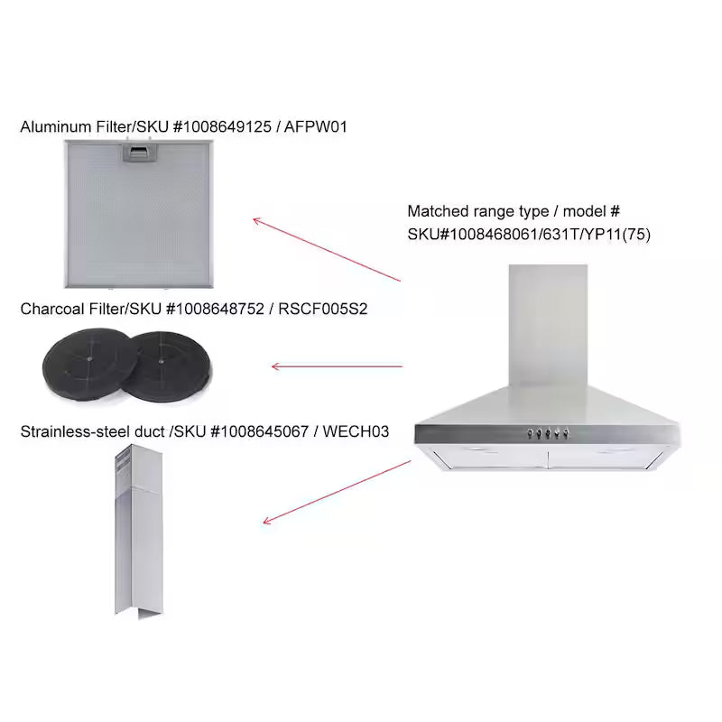 30 in. 350CFM Convertible Pyramid Wall Mount Range Hood in Stainless Steel Q41853