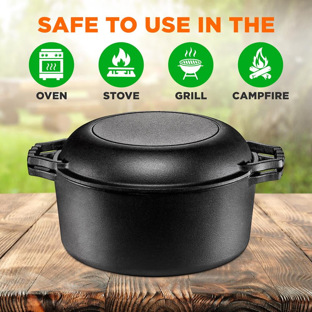 Pre-Seasoned Non-Stick Cast Iron Double Dutch Casserole Cookware R37010