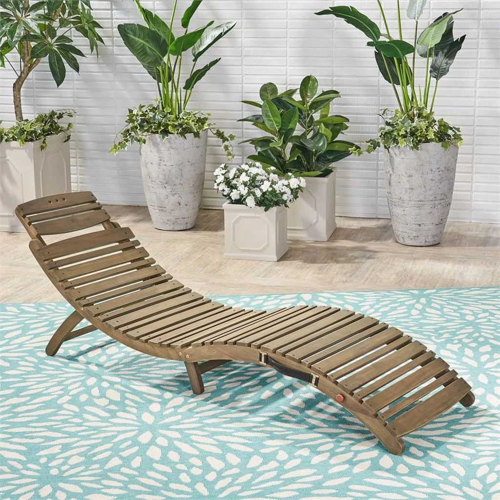 Acacia Wood Foldable Chaise Lounge M732