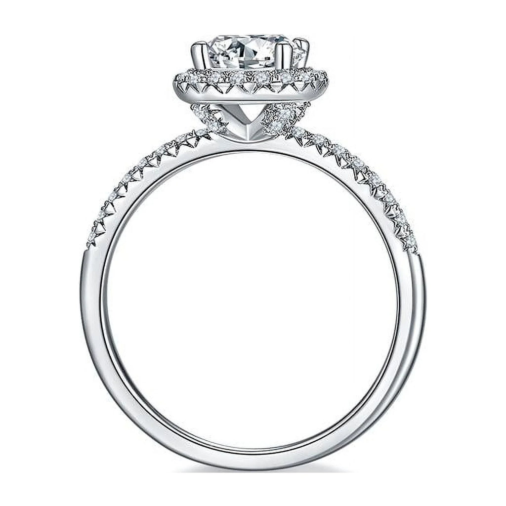18K White Gold over Silver Moissanite Wedding Ring V2873