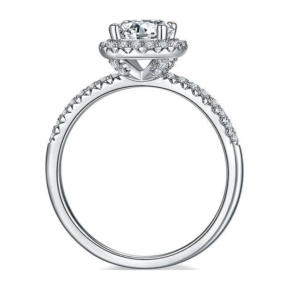 18K White Gold over Silver Moissanite Wedding Ring V2873