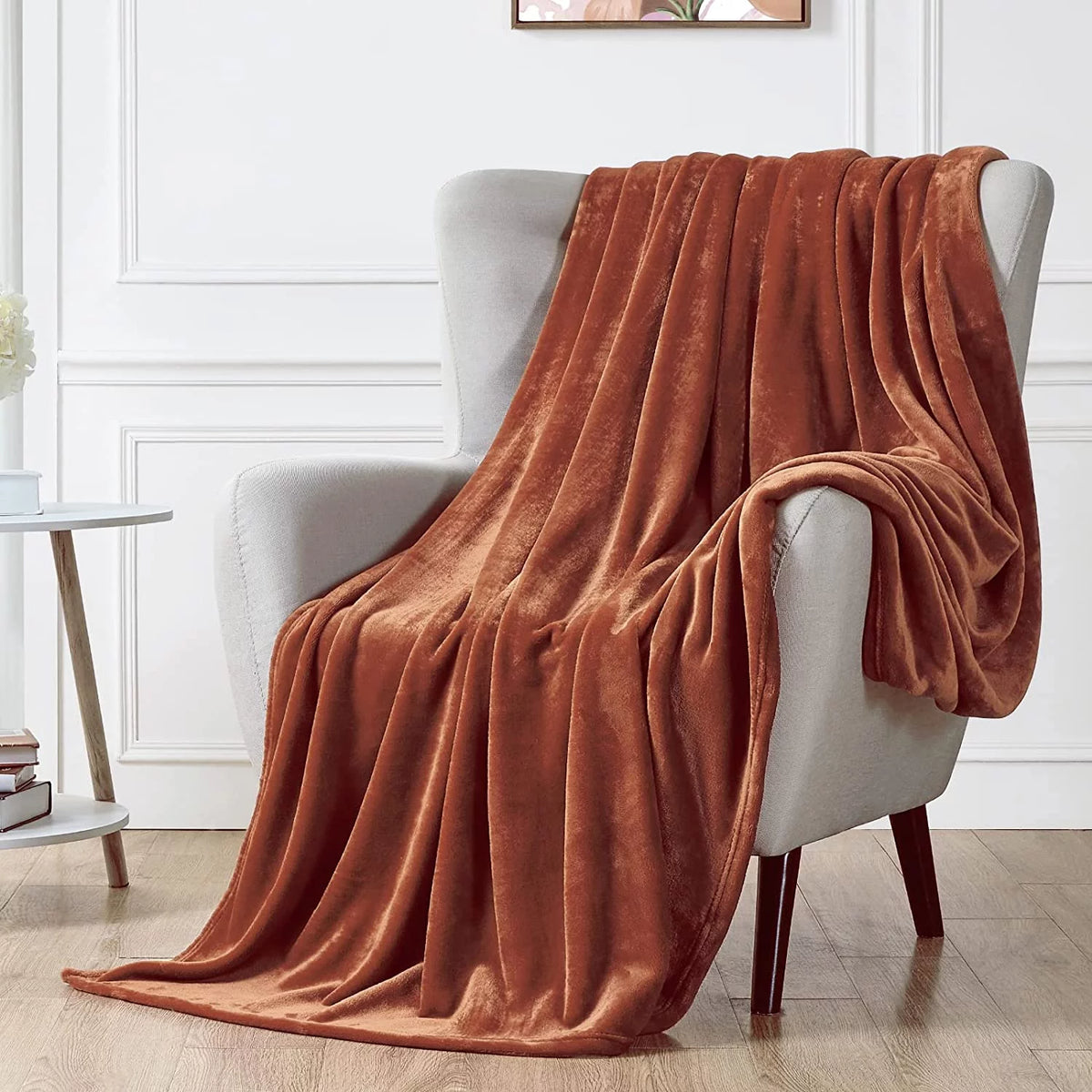 Ultra Soft Microplush Fleece Throw Blanket, 50 x 60, Orange, Machine Washable O75487