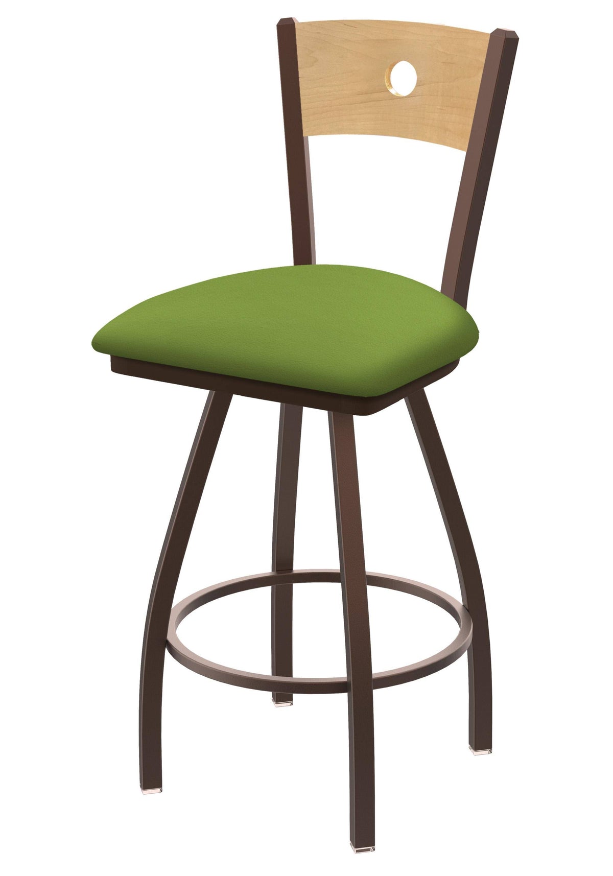 Swivel Counter Stool with Bronze Finish and Green Seat N90703