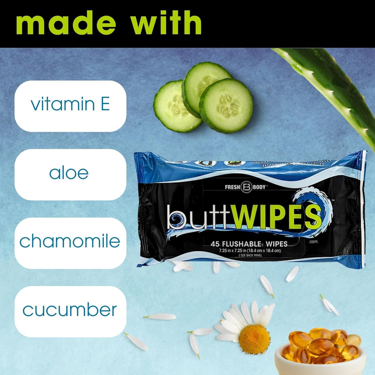 Flushable Wipes (1 Pack, 45 wipes) M445