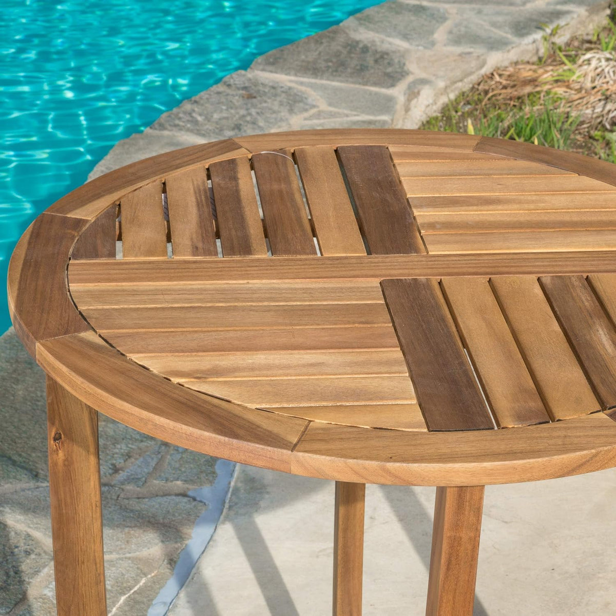 Round Accent Table Teak Finish K995
