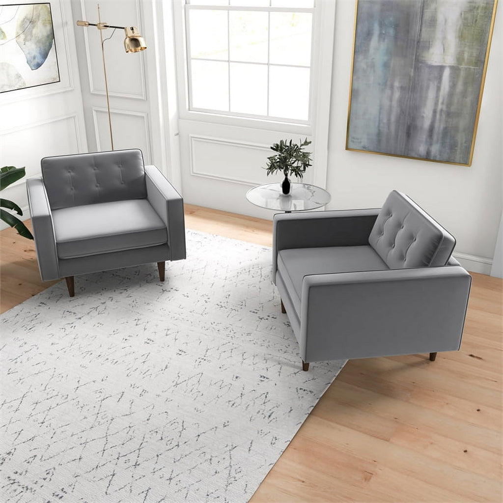 Gray Velvet Lounge Chair (Set of 2) Q9413