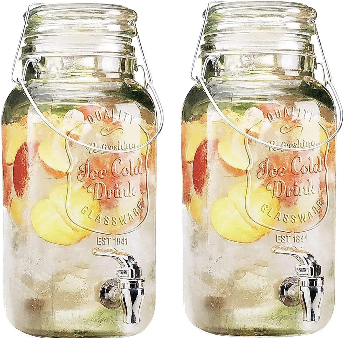 Set of 2 Glass Beverage Dispensers with Spigot E365135