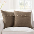 Set of 2 Cool Grey Pillow Covers 18 x 18 Inches with Coconut Buttons J849544
