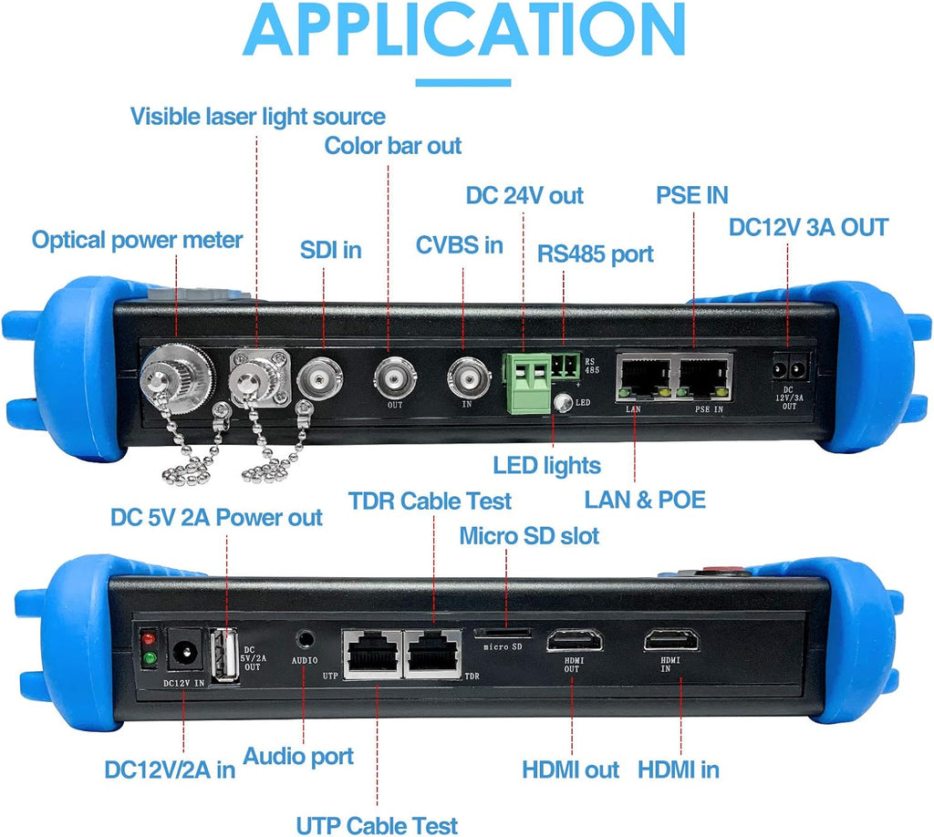 7-inch IPS Touch Screen CCTV Camera Tester with HD-TVI HD-CVI AHD SDI IP Camera Support POE WiFi 4K H.265 HDMI G51579