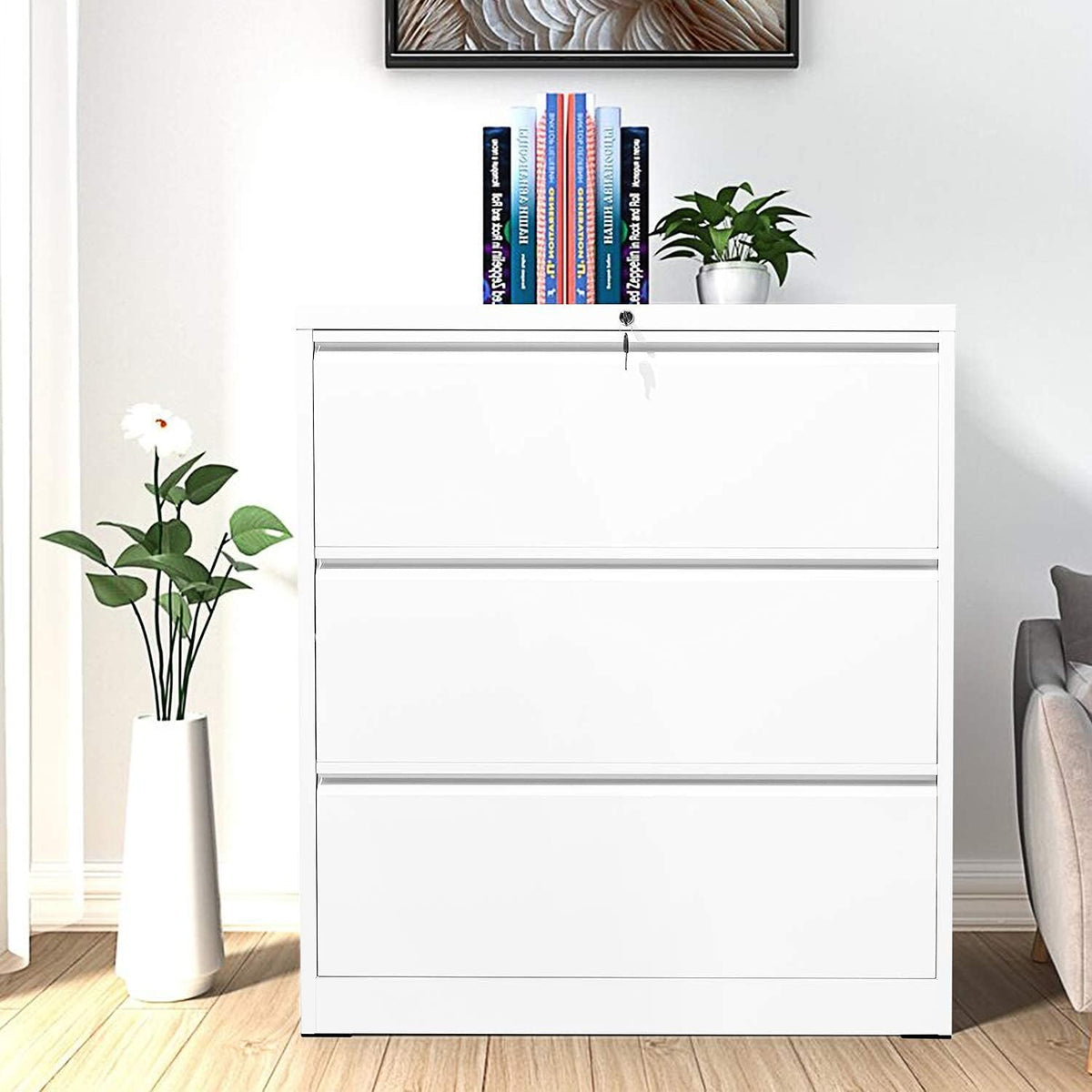 Black Metal 3 Drawer Rolling File Cabinet M443640