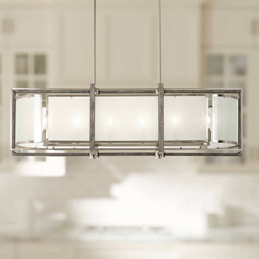 6 Light Brushed Nickel Island Light B8979