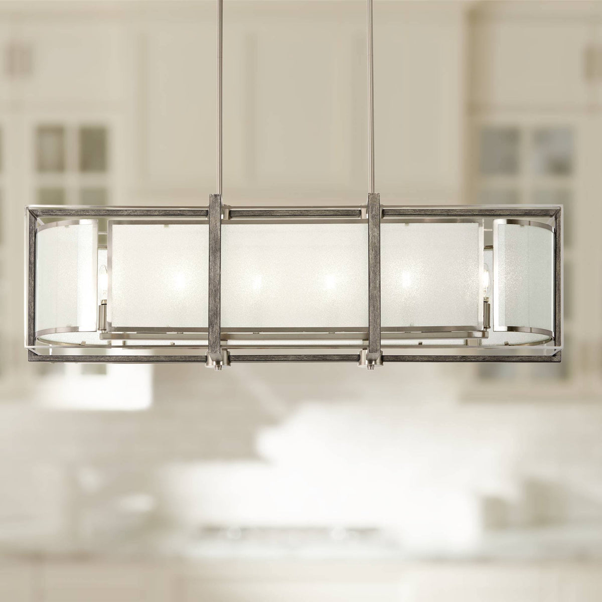 6 Light Brushed Nickel Island Light B8979