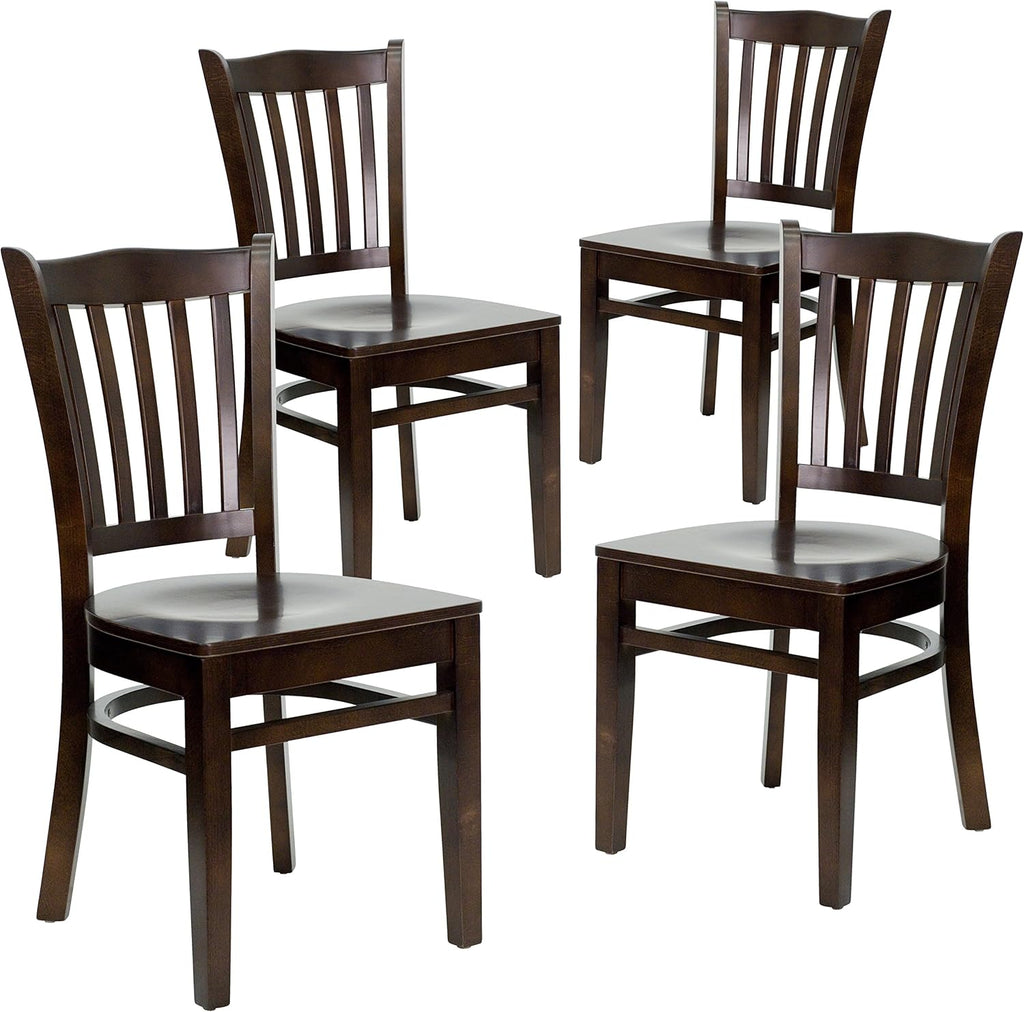 4 Pack Walnut Wood Restaurant Chair R31545