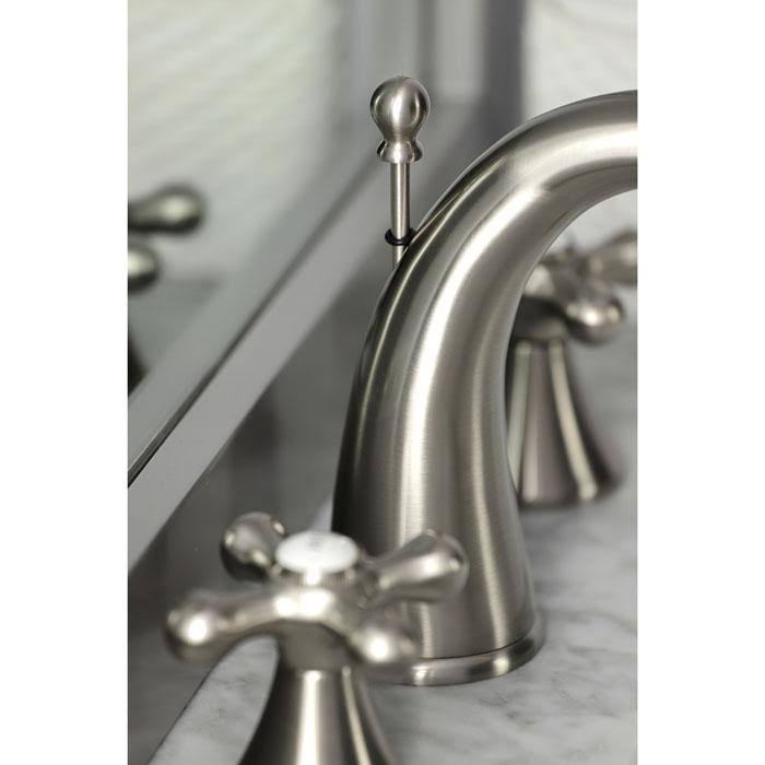 Satin Nickel Widespread Two Handle Lavatory Faucet with Brass Pop-Up U683197