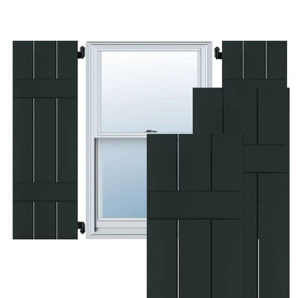 2-Pack 12-in W x 60-in H Black Forest Green Board and Batten Wood Exterior Shutters U27361