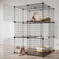 Black 3-Tier Metal Wire Cat Cage L96243