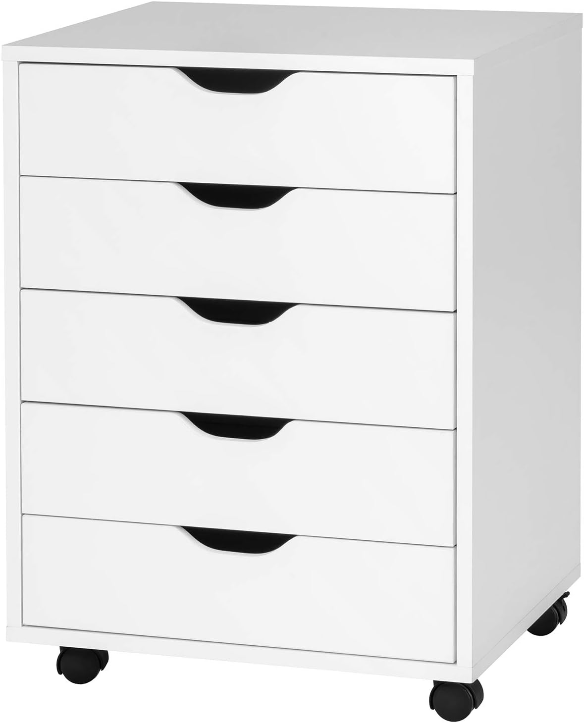 White 5 Drawer Mobile Filing Cabinet with Side Cabinet L712292