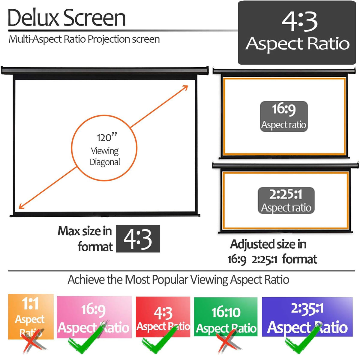 120 inch Motorized Projector Screen 4:3 with Remote Control Z69596