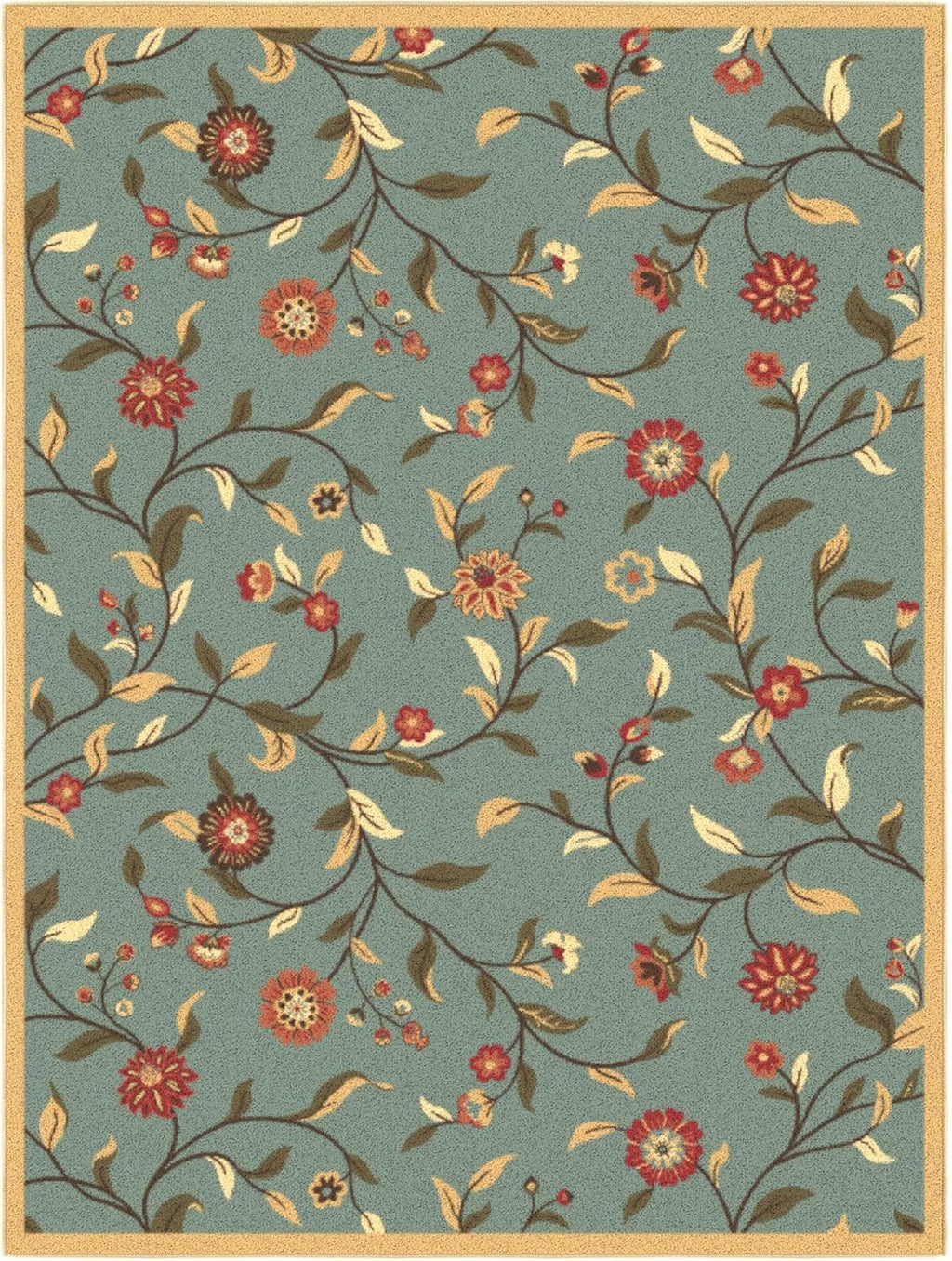 5x7 Seafoam Green Non-Slip Rubberback Traditional Area Rug G657145
