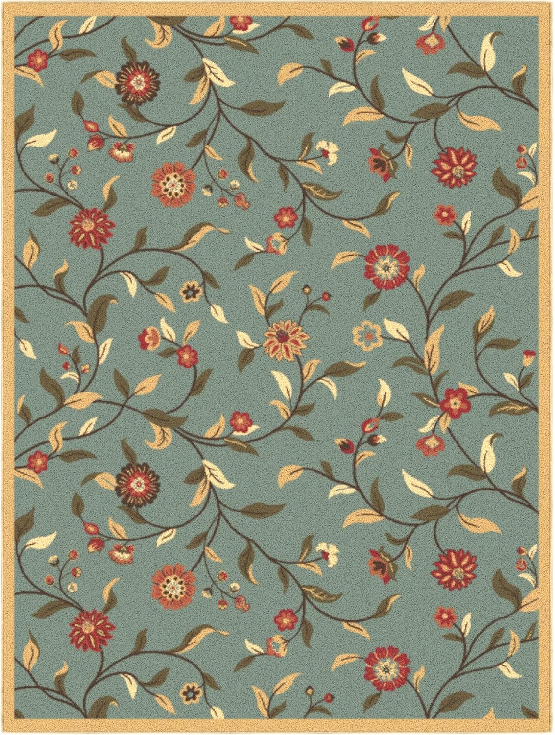 5x7 Seafoam Green Non-Slip Rubberback Traditional Area Rug G657145