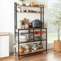 Brown Black Counter-Height Baker's Rack with Locking Wheels K61810