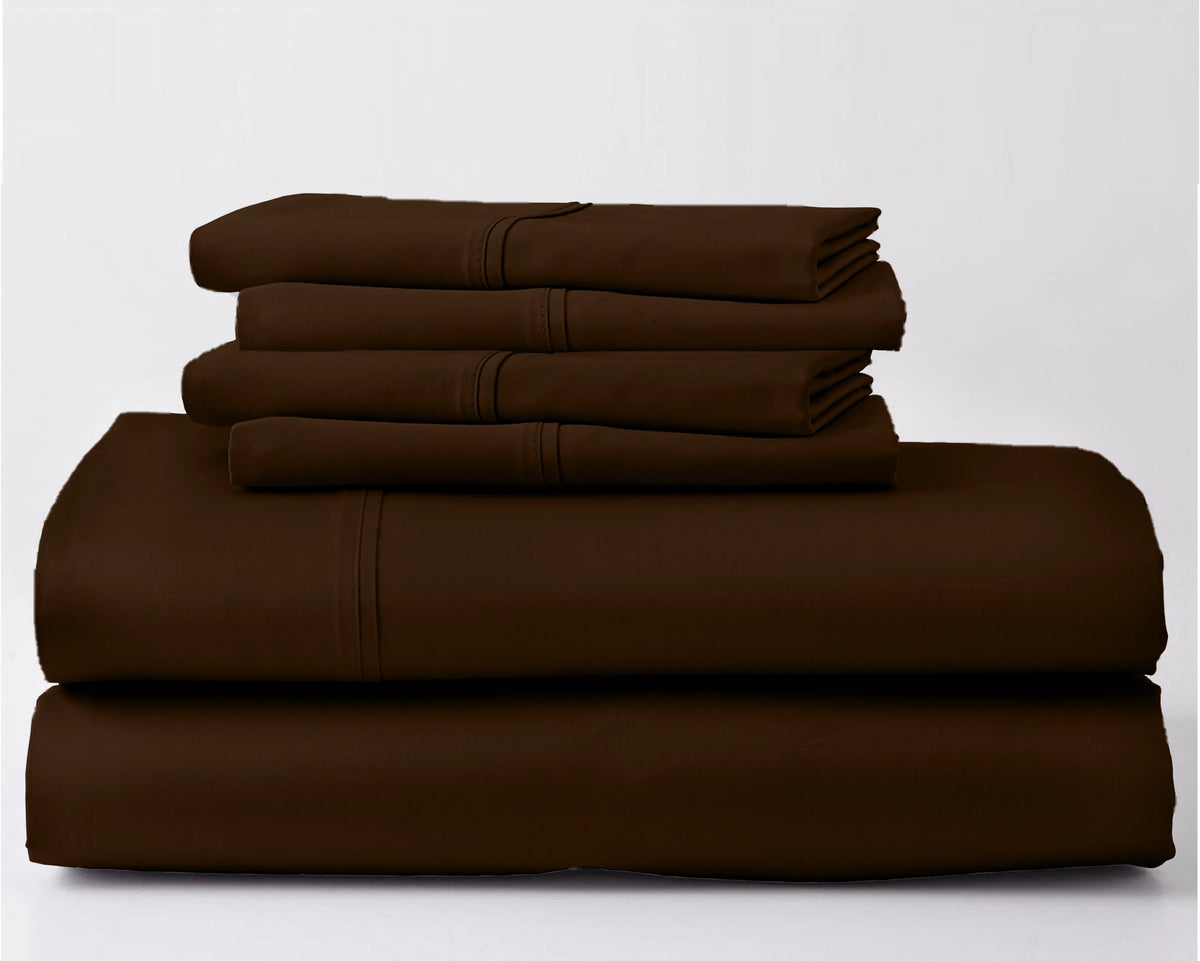 100% Egyptian Cotton 6 PC Sheet Set California King Size Chocolate I31435