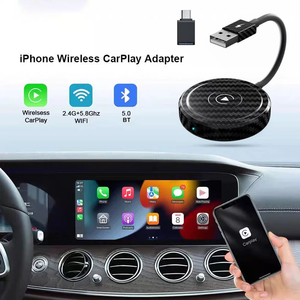 Car Adapter for Apple Cell Phone Carplay Wired to Wireless Smart Box C269