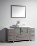 60 in. Single Sink Vanity Cabinet with Ceramic Vessel Sink & Mirror Grey N956133