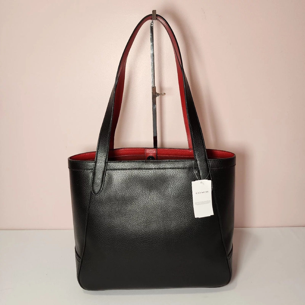 Large Black Leather Ombre Tote Bag U28775