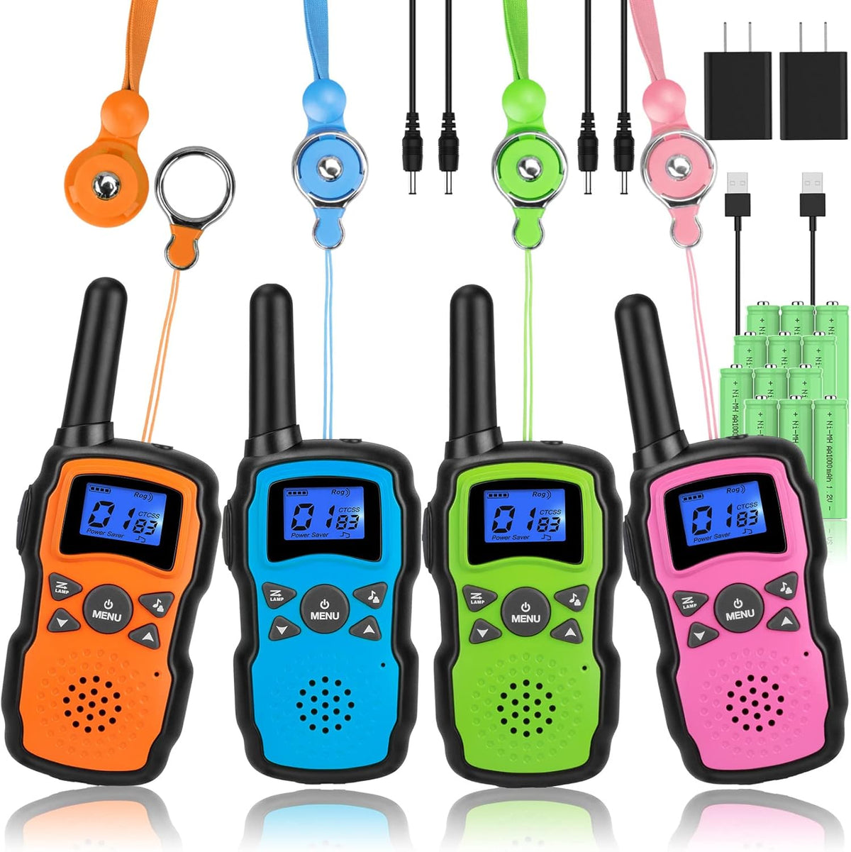Rechargeable 4 Pack 2 Way Radio with 2 USB Chargers 12000mAh Battery X9254