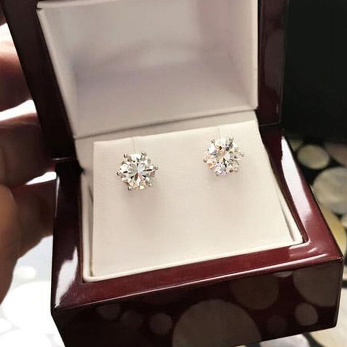1 Carat Solitaire Round Moissanite Stud Earrings Screw Back B4257