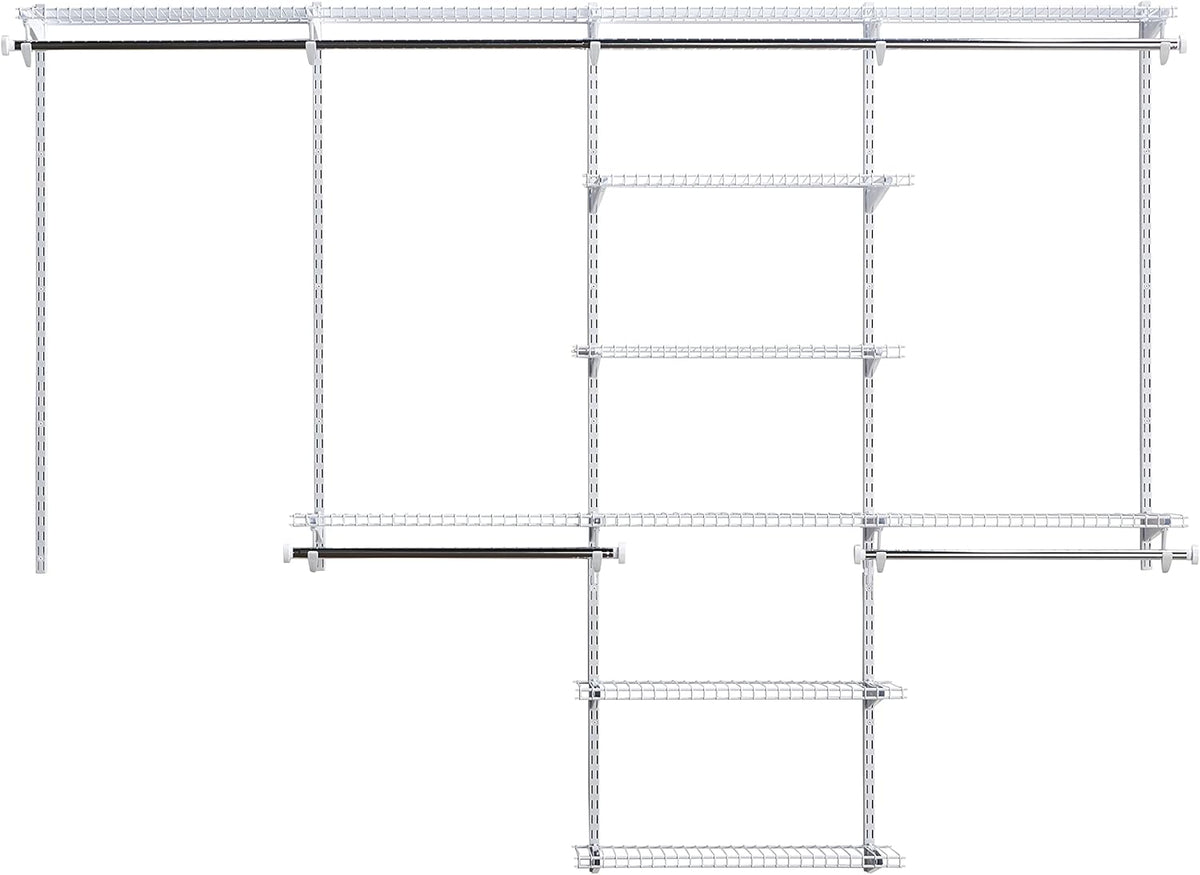 Titanium Wire Shelving Kit with Expandable Shelving and Telescoping Rods I289