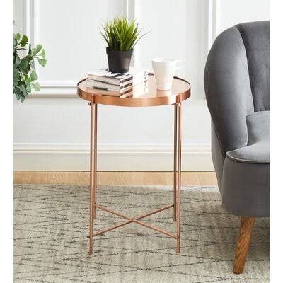 Copper Glass Tray Top End Table K52108