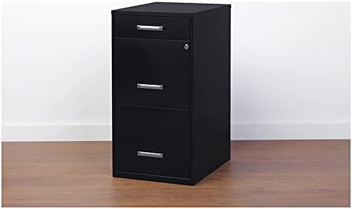 Black 18in Deep 3 Metal Organizer Pencil Drawer Vertical File Cabinet T465