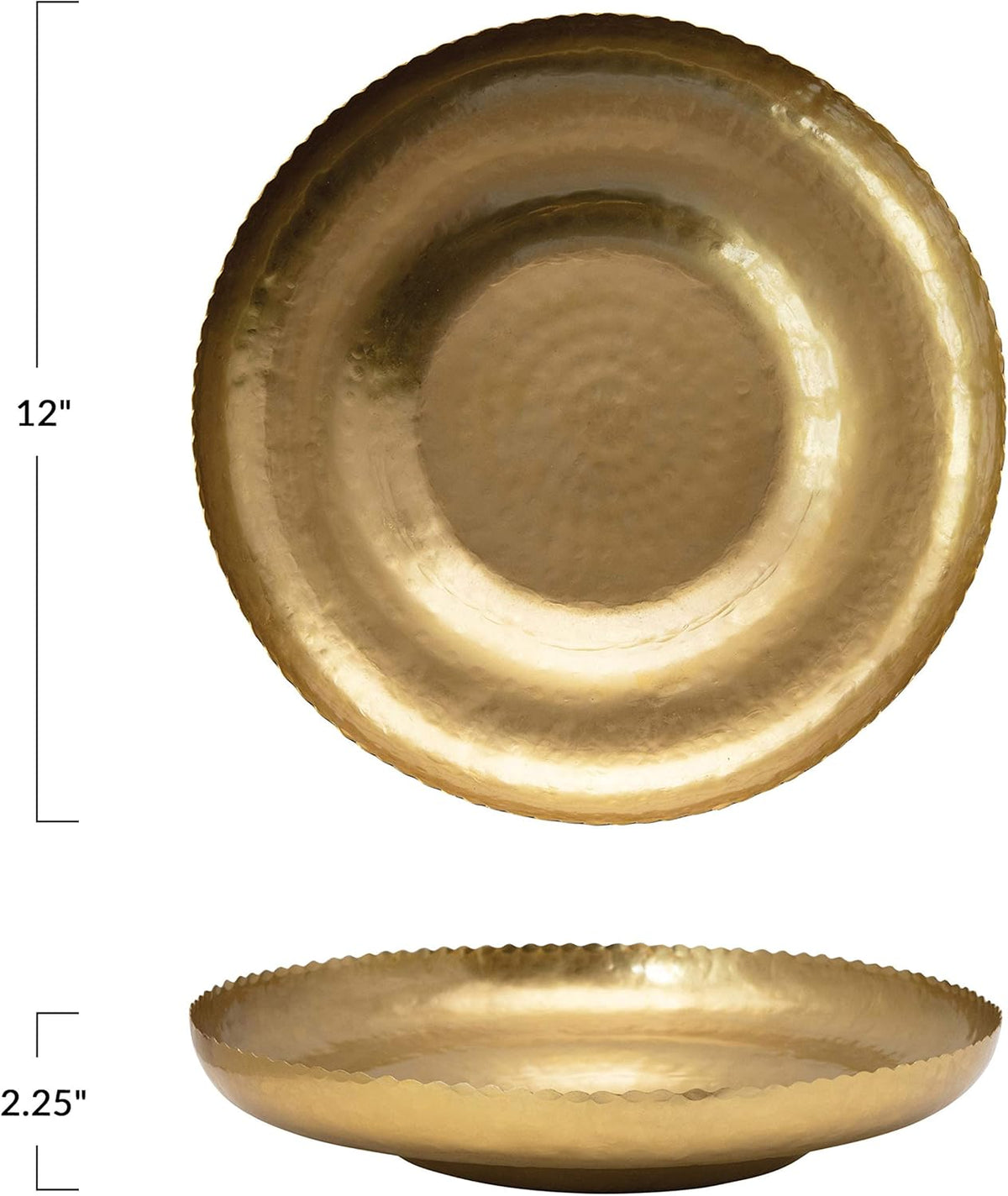 Hammered Metal Tray with Scalloped Edge J18301