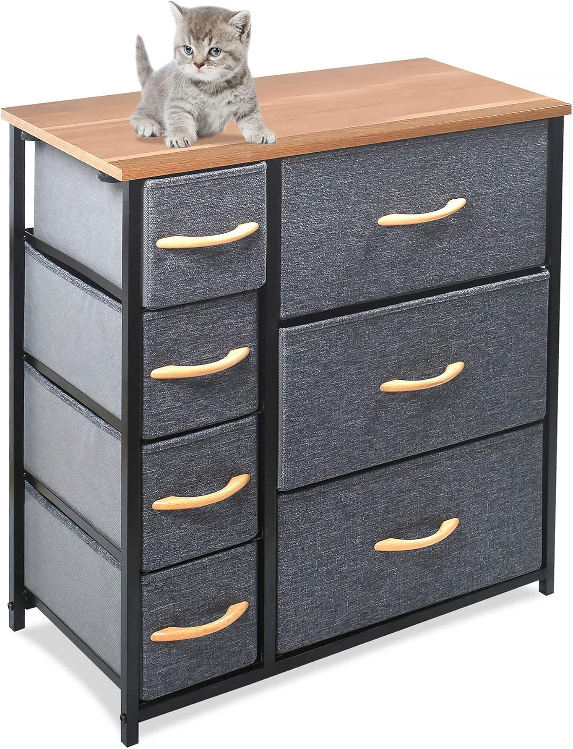Grey Fabric Storage Tower Dresser Organizer U6891