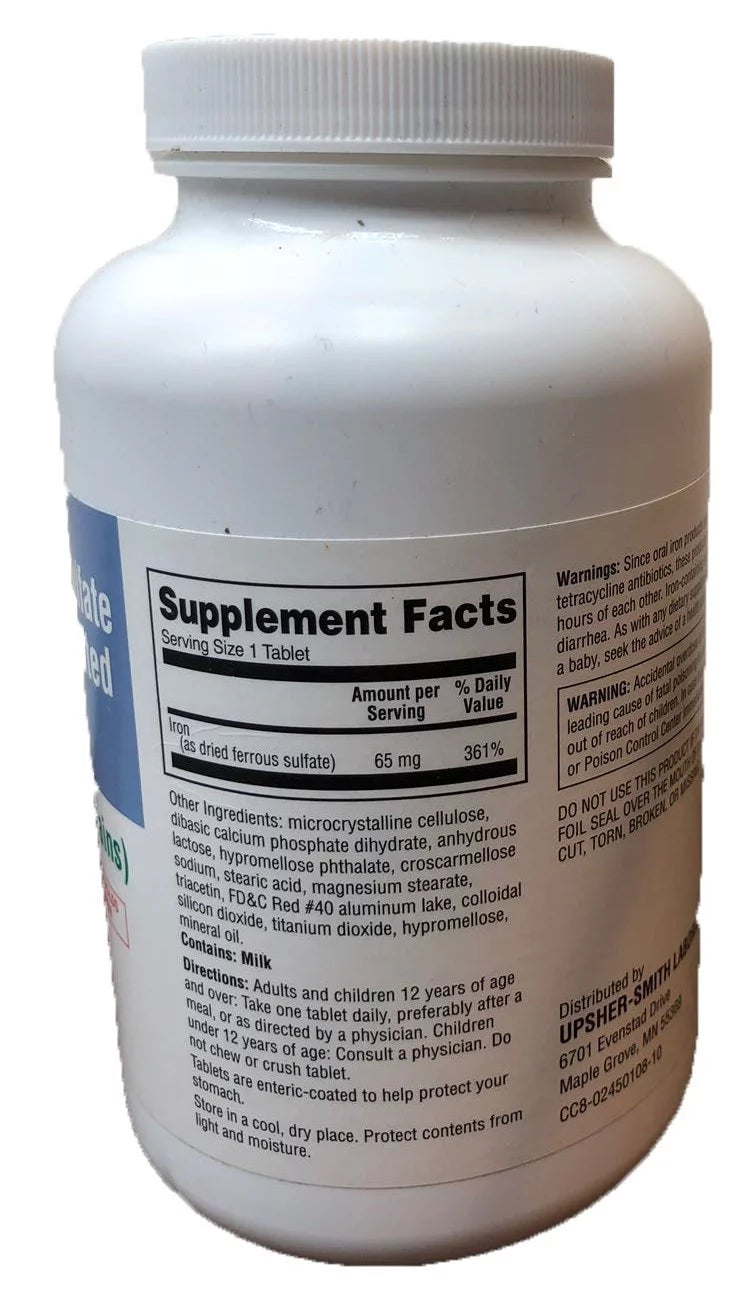 325 mg Ferrous Sulfate Enteric-Coated Dietary Supplement, 1000 Count A21952