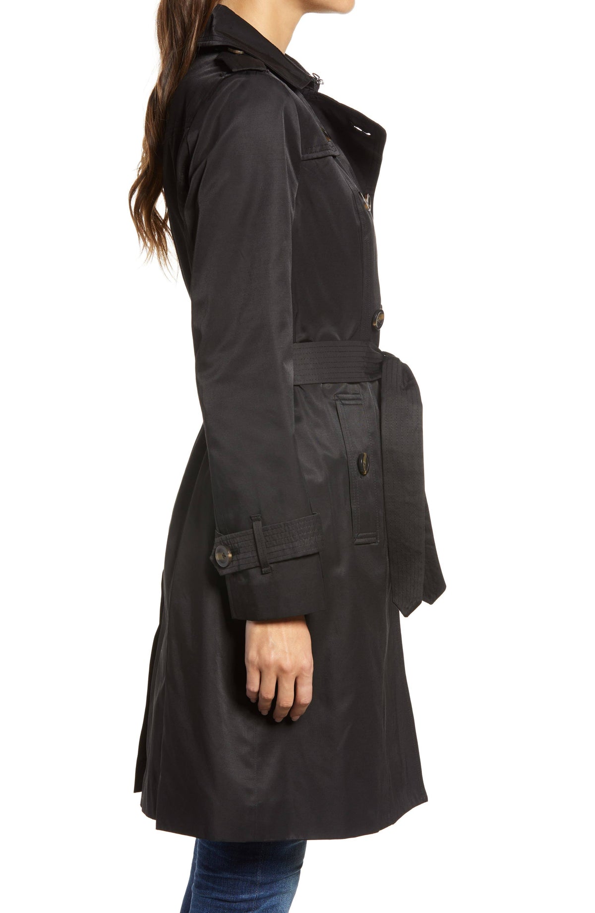 Red Double Breasted Trench Coat with Removable Hood D66407