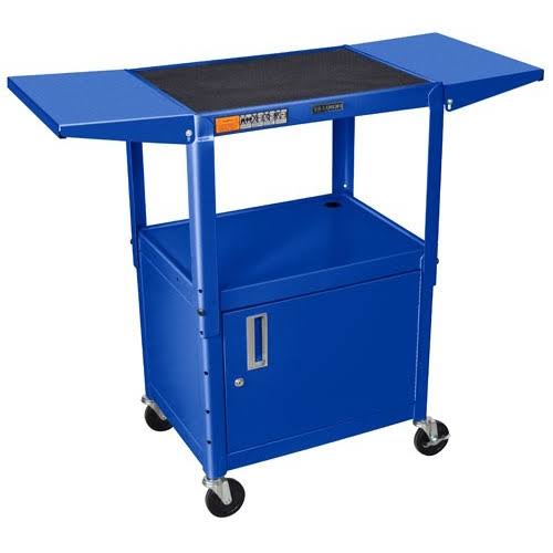 Adjustable Height Steel AV Cart with Cabinet and Drop Leaf O823118