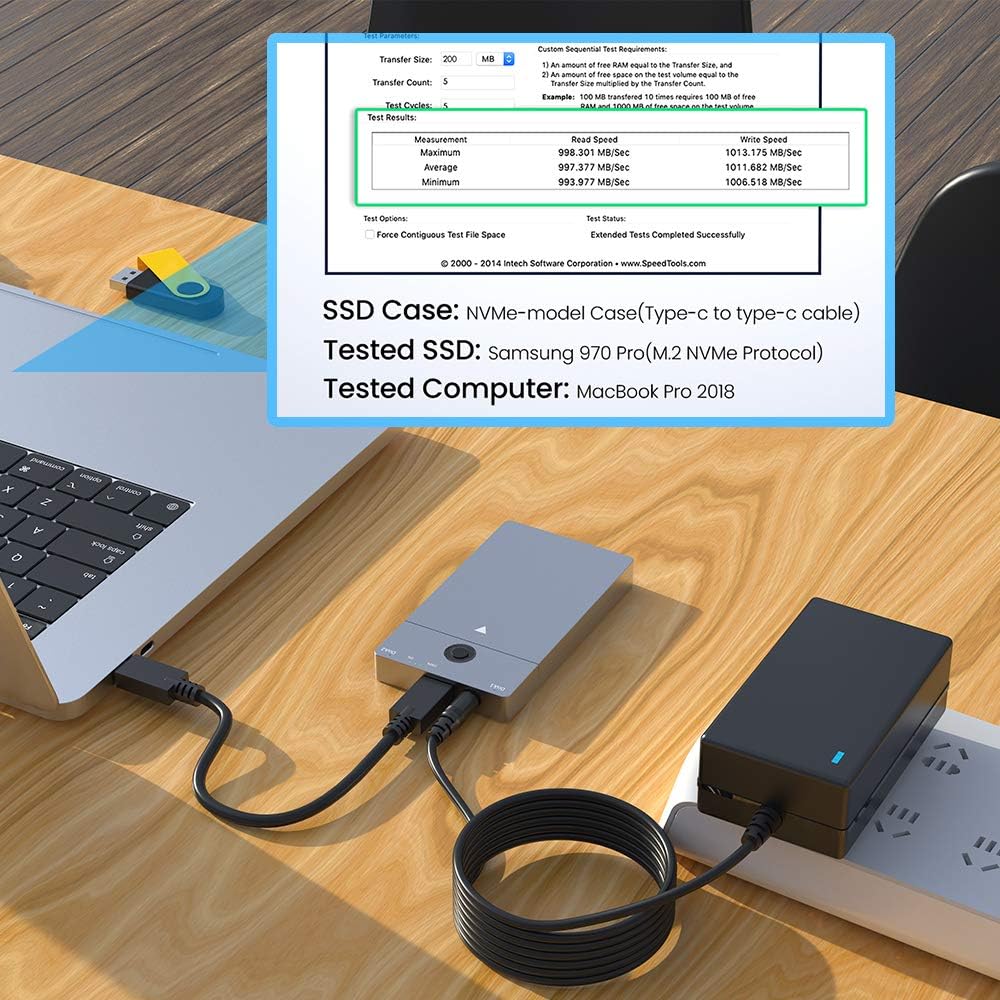 USB C 10Gbps Dual-Bay M.2 NVME SSD Enclosure with Offline Clone T268