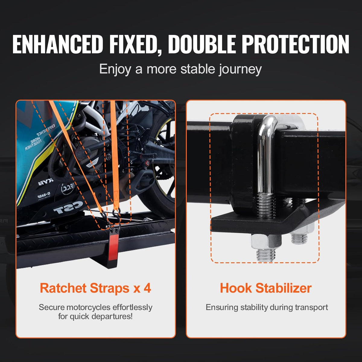 600 LBS Steel Motorcycle Carrier Hitch Mount with Loading Ramp X2203