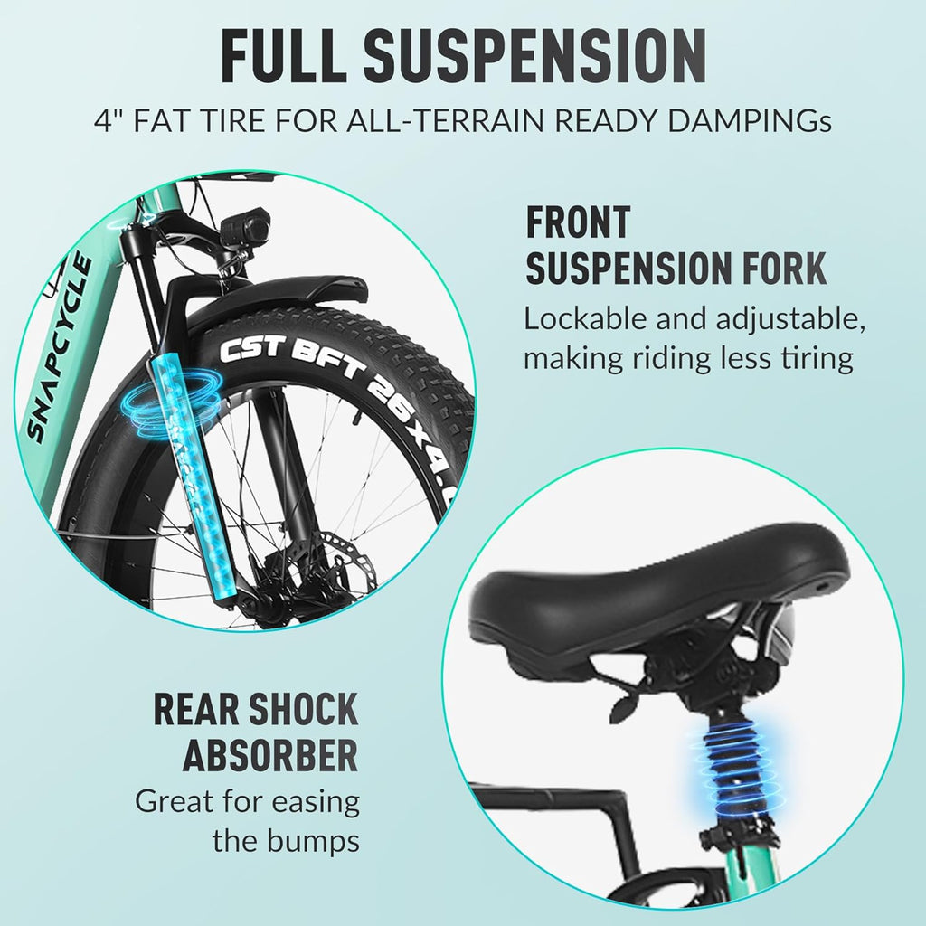1000W Peak Motor 26" x 4.0 Fat Tire Step-Thru Ebike with 48V 15AH Removable Battery Q791278