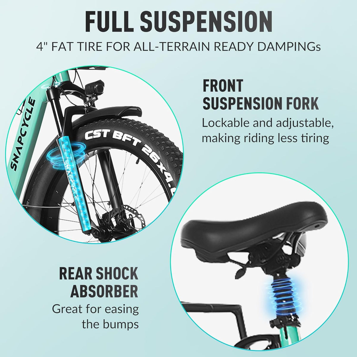 1000W Peak Motor 26" x 4.0 Fat Tire Step-Thru Ebike with 48V 15AH Removable Battery Q791278
